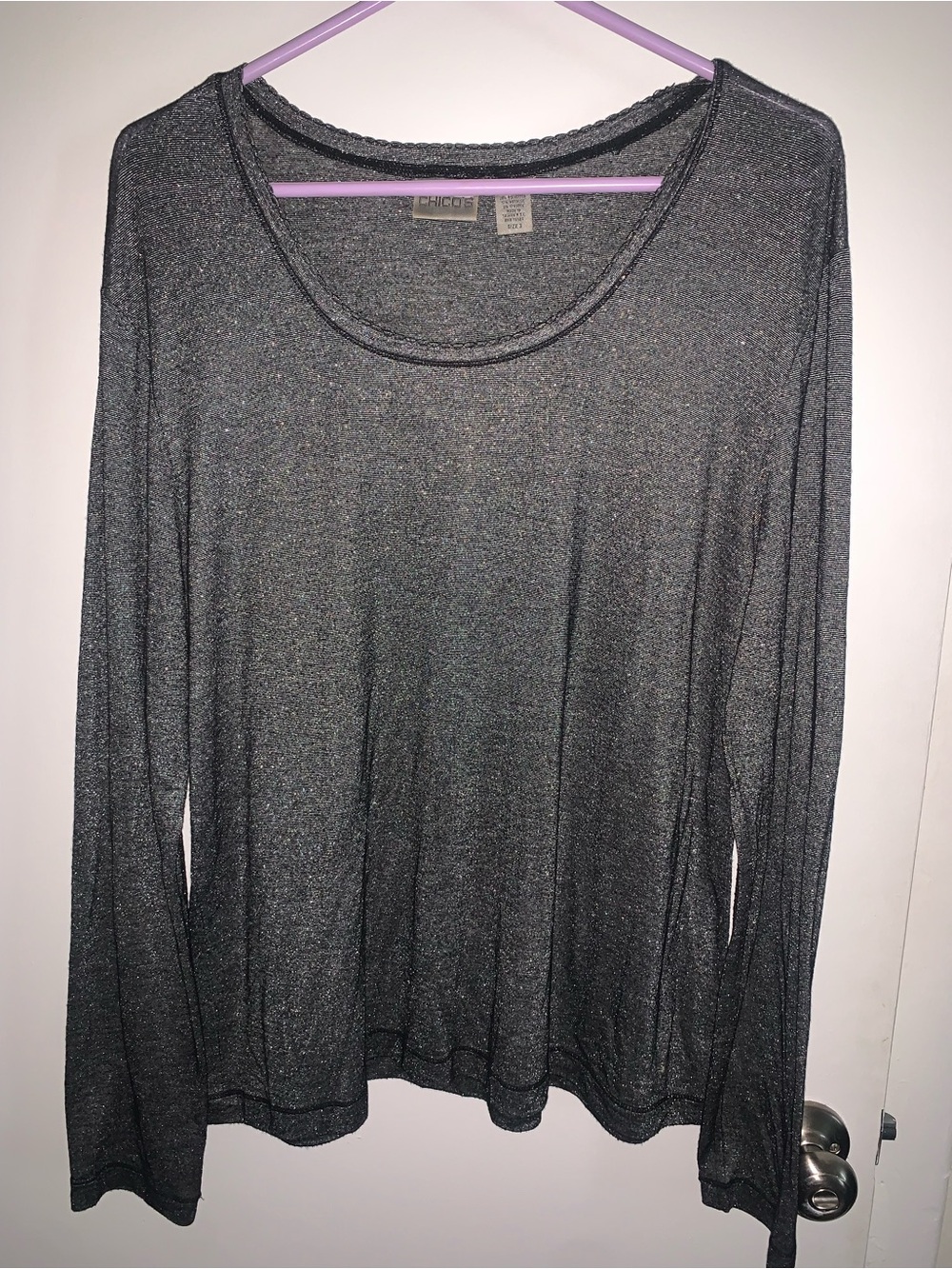Womens Chicos Grey Sparkle Long Sleeve